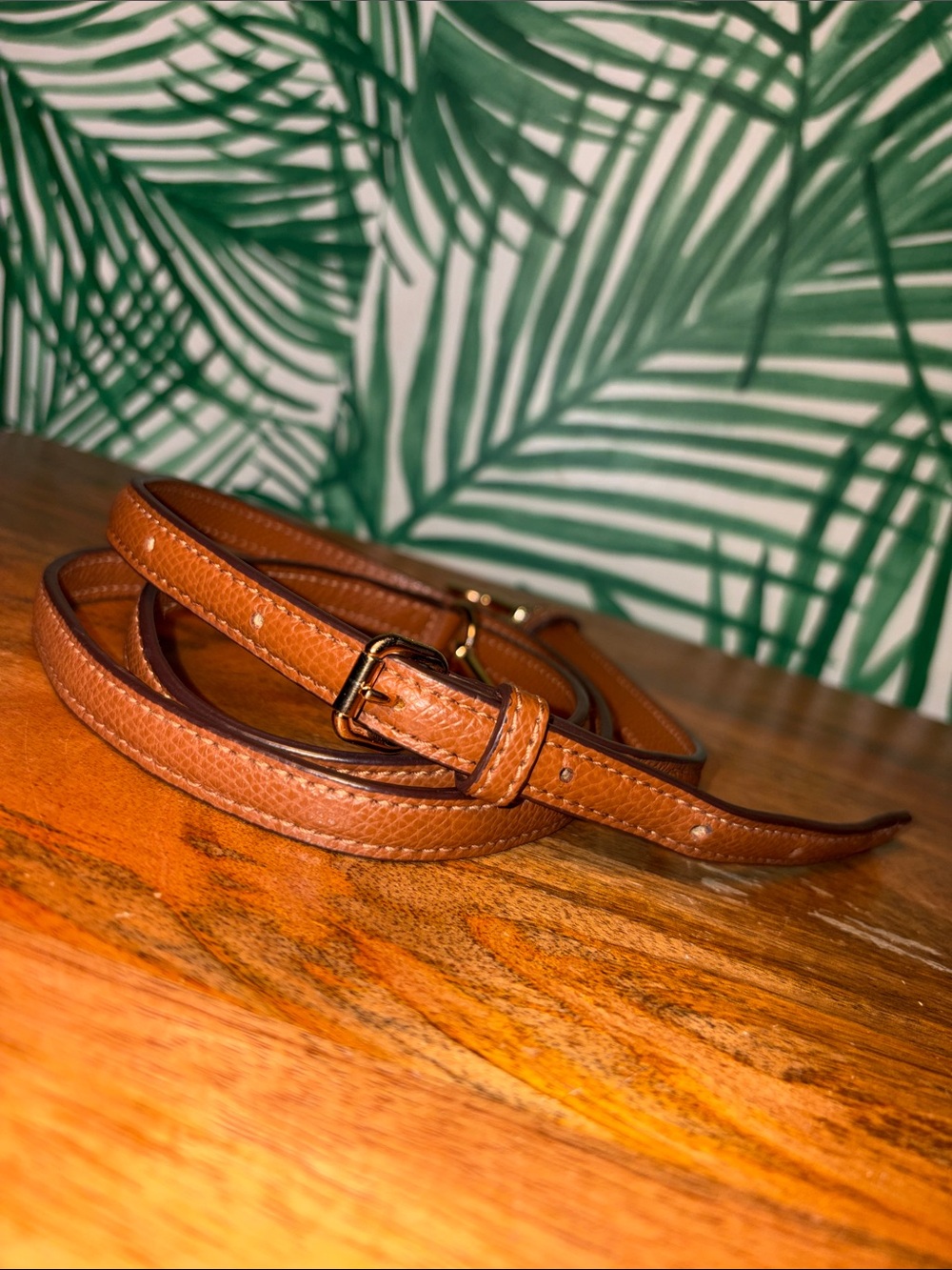Coach Brown Pebbled Leather Gold Brass Clip On Replacement Strap